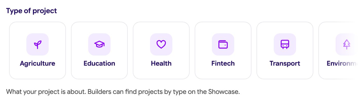 Type of project picker as a row of icon tiles