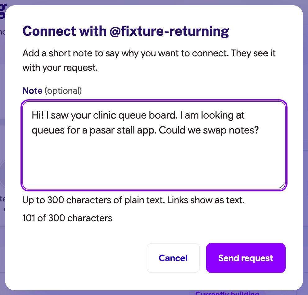 Connect dialog with an optional note