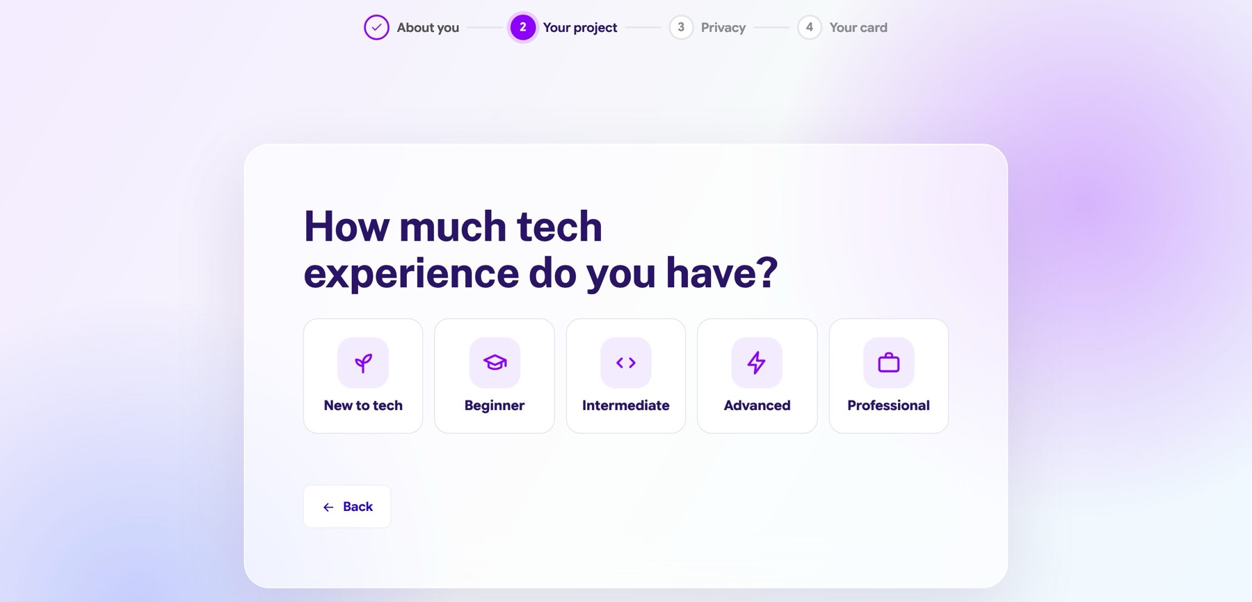 How much tech experience do you have, as icon tiles