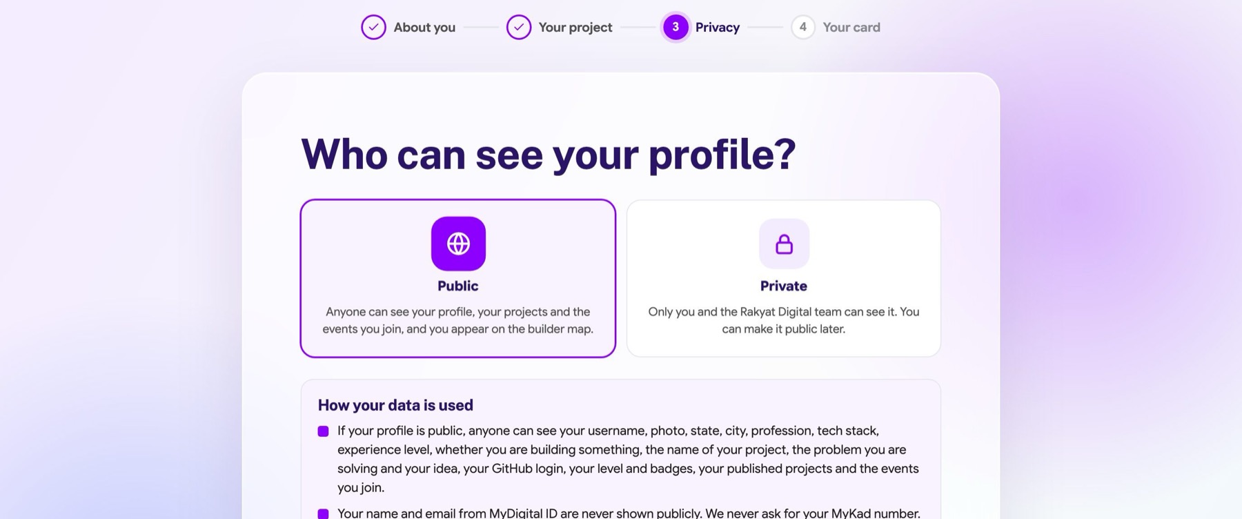 Who can see your profile, Public or Private tiles